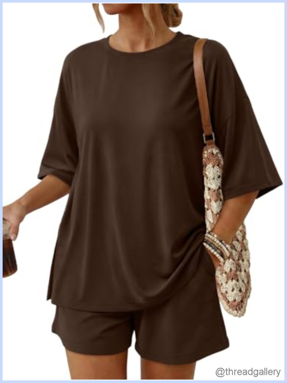 Women's 2 Piece Rayon Spandex Lounge Short Set with Pockets